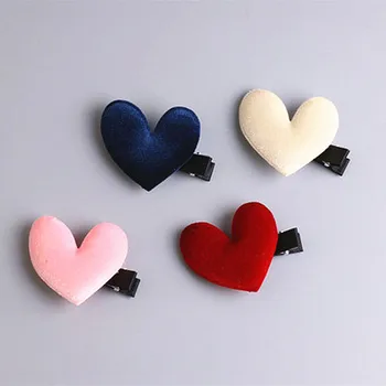 

2019 Vintage 2PC Velvet Lovely Hairpin Korea Heart Shape Hair Clip Barrettes Fashion Hairpin Women Hair Accessories Dropshipping