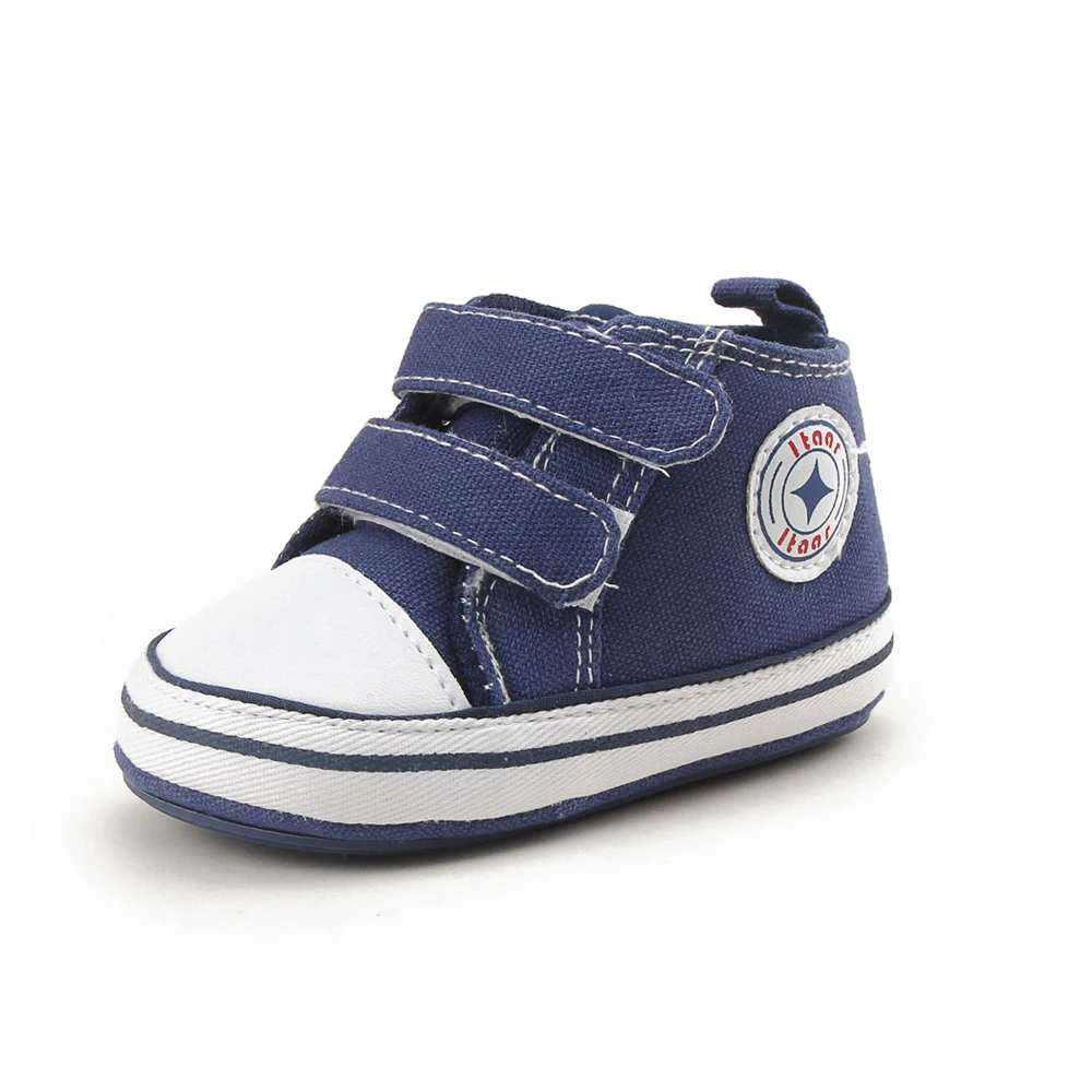 Парусиновая обувь для мальчика на резиновой подошве для новорожденных 0-12 месяцев, для малышей, на шнуровке, для первых ходунков, синий цвет