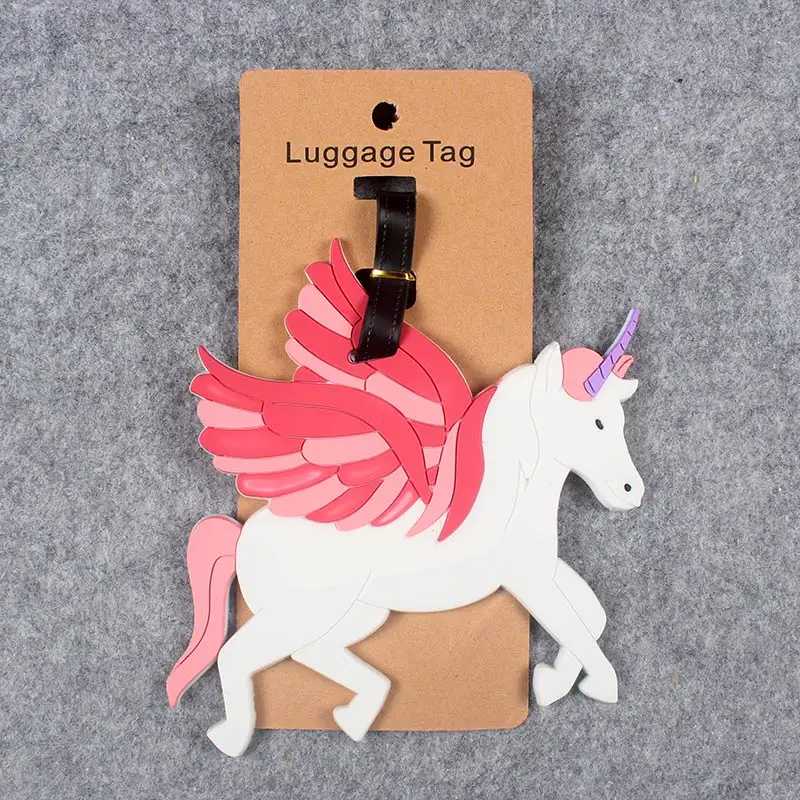 Cartoon Unicorn Travel Accessories Luggage Tag Suitcase Cartoon Style  Fashion Silicon Portable Travel Label ID Addres Holder
