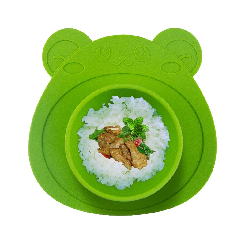 Baby Plate Food-grade Silicone Children Training Feeding Bowl Adsorbable Kid Food Container Tableware Suction Toddler Tray BB5115 (1)