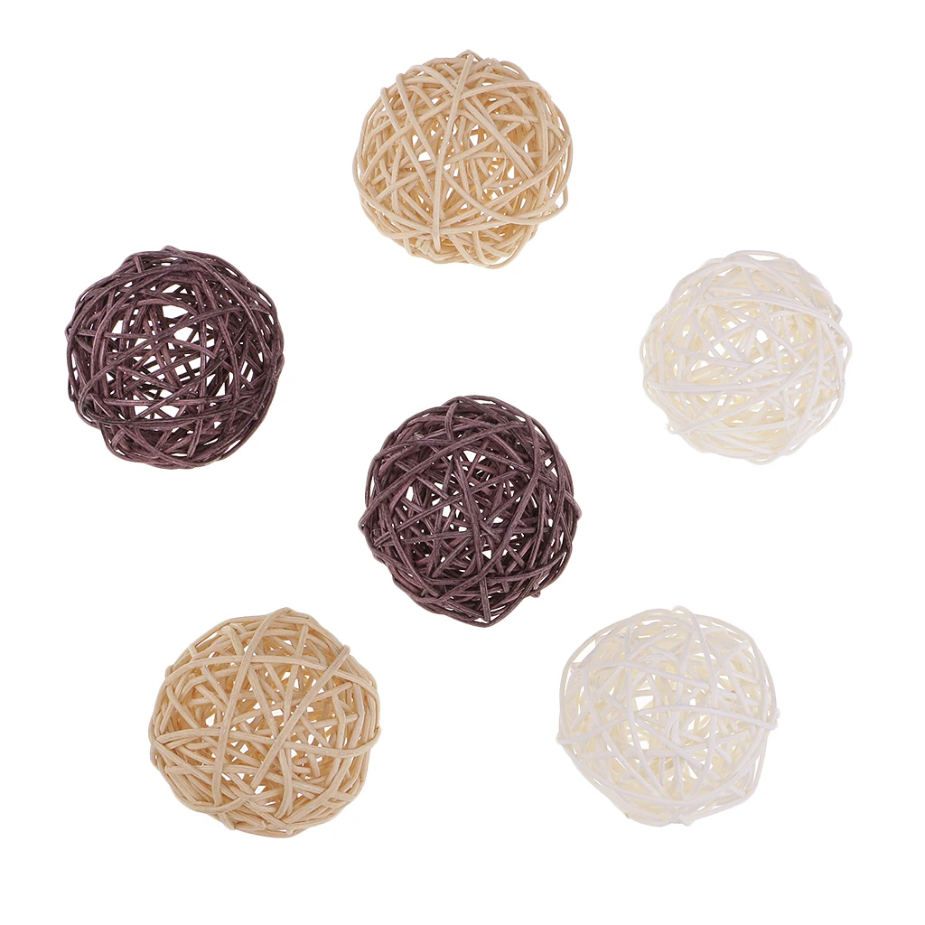30 Pieces Natural Wicker Rattan Ball 7cm Twig Orbs Balls DIY Embellishments Wedding Ornaments Crafts
