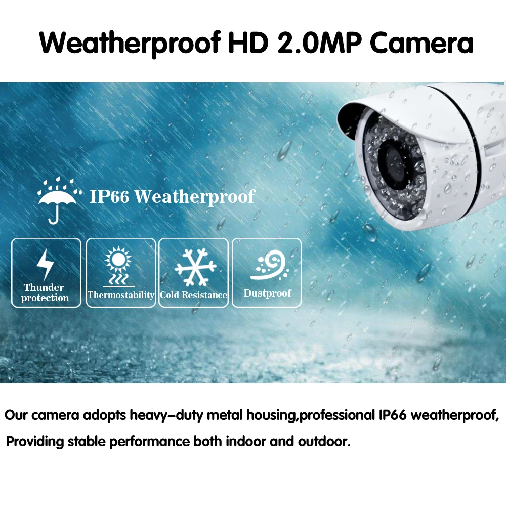 Cheap Full HD 1080P 3000TVL CCTV security system 8CH 1080P AHD DVR kit 8*2mp Outdoor video surveillance security camera kit WIFI DVR 2