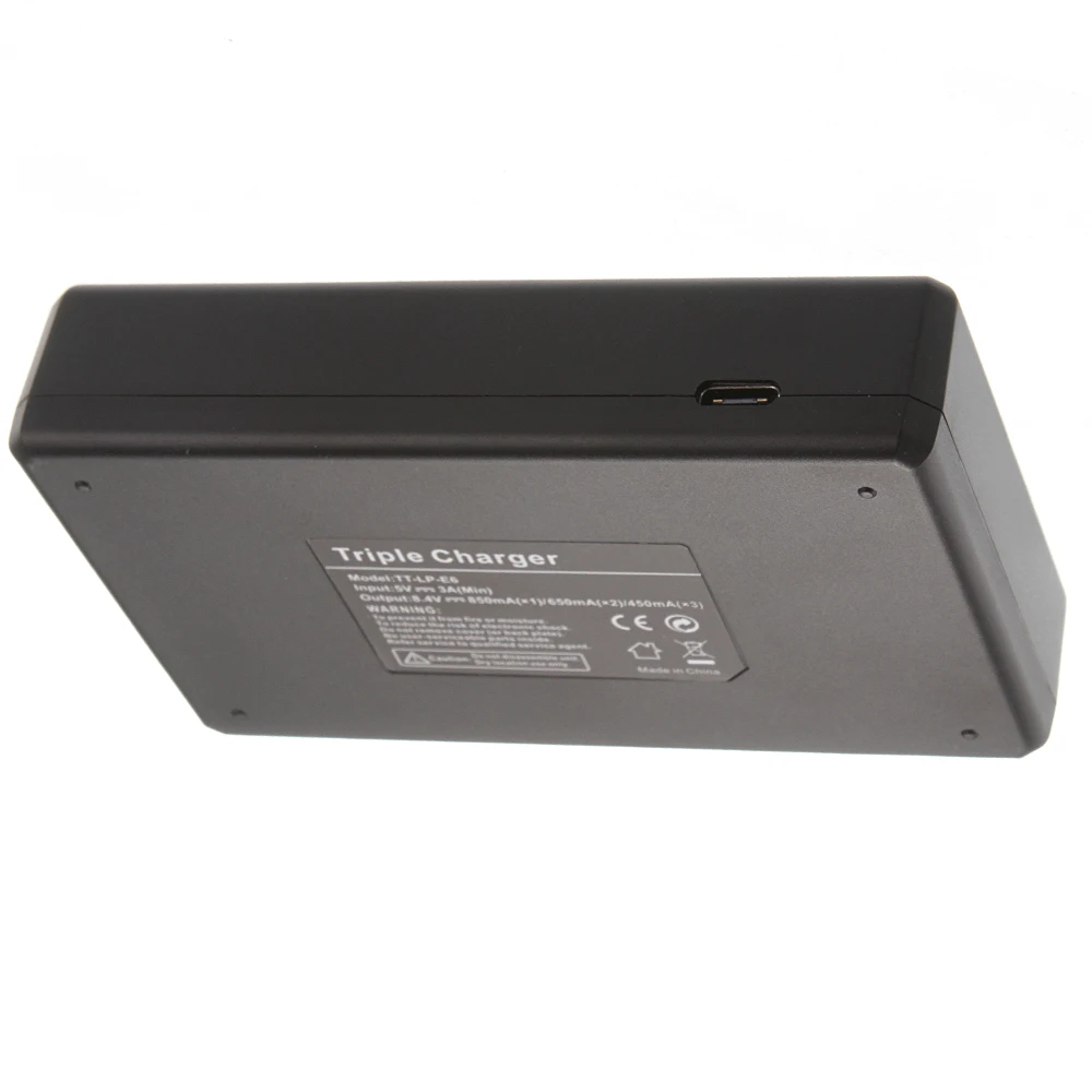 LCD Triple 3 Battery Charger USB For Canon LP-E6(N) 6D 5D Mark II III IV 80D 70D R5C R5 R6