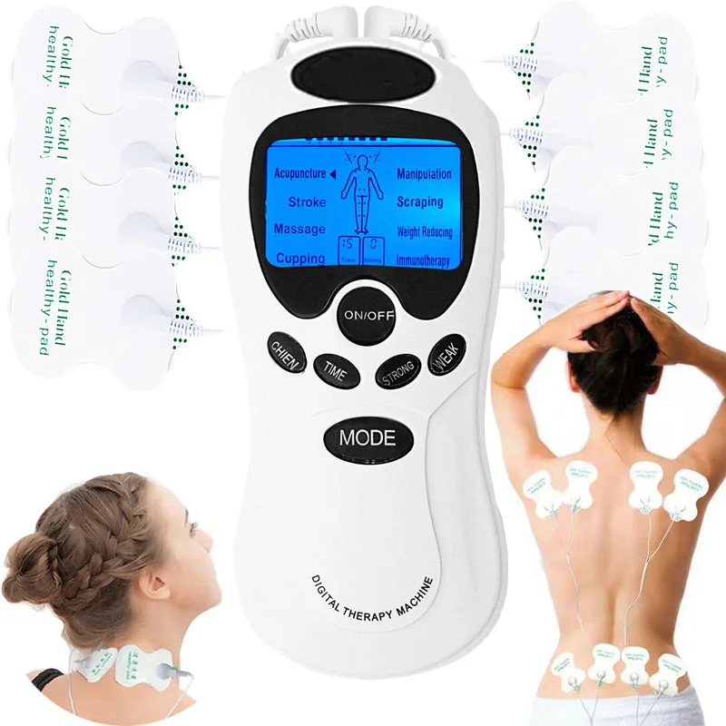 

2 Output Muscle Massage Pulse Tens Acupuncture Body Massager Digital Therapy Machine 8 Pads For Back Neck Foot Leg health Care