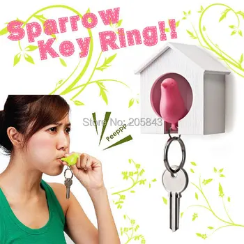 

5PCS/LOT sparrow key ring with whistle, have bird's nest hang on the wall, Free shipping