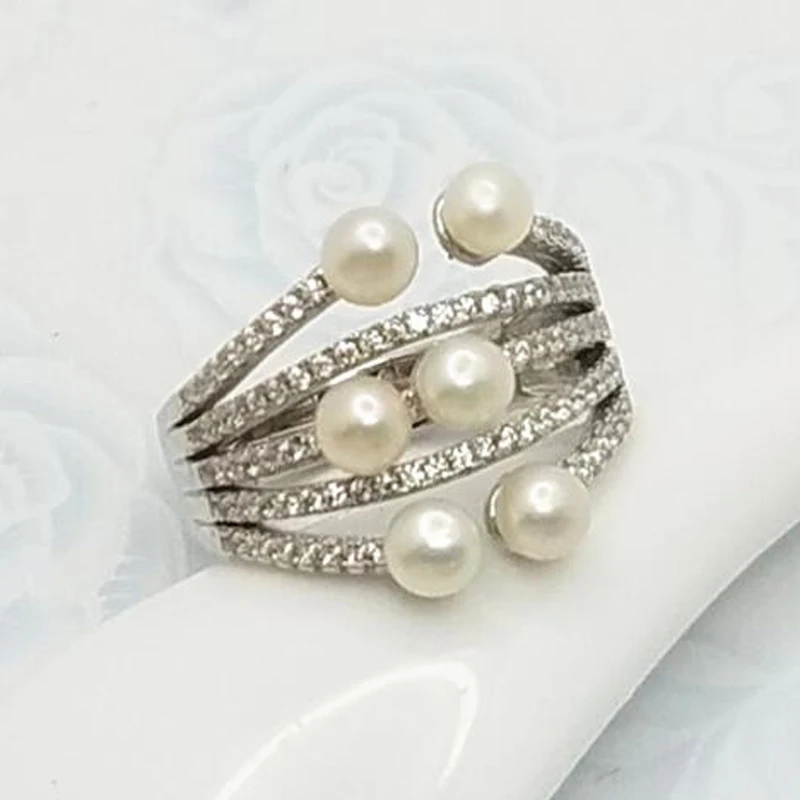 Женское кольцо из серебра 925 пробы с натуральным пресноводным жемчугом|adjustable rings