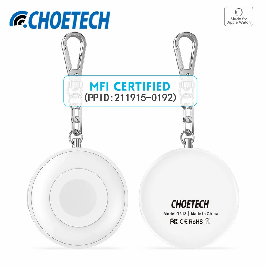 

CHOETECH Qi Wireless Charger for iWatch 1 2 3 4 Power Bank Magnetic Charging Dock Station External Battery Chargerwith Keychain