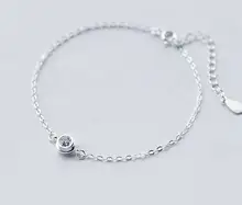 1pc 925 Sterling Silver White CZ aaa+ Lucky Round Chain bracelet adjustable LS184