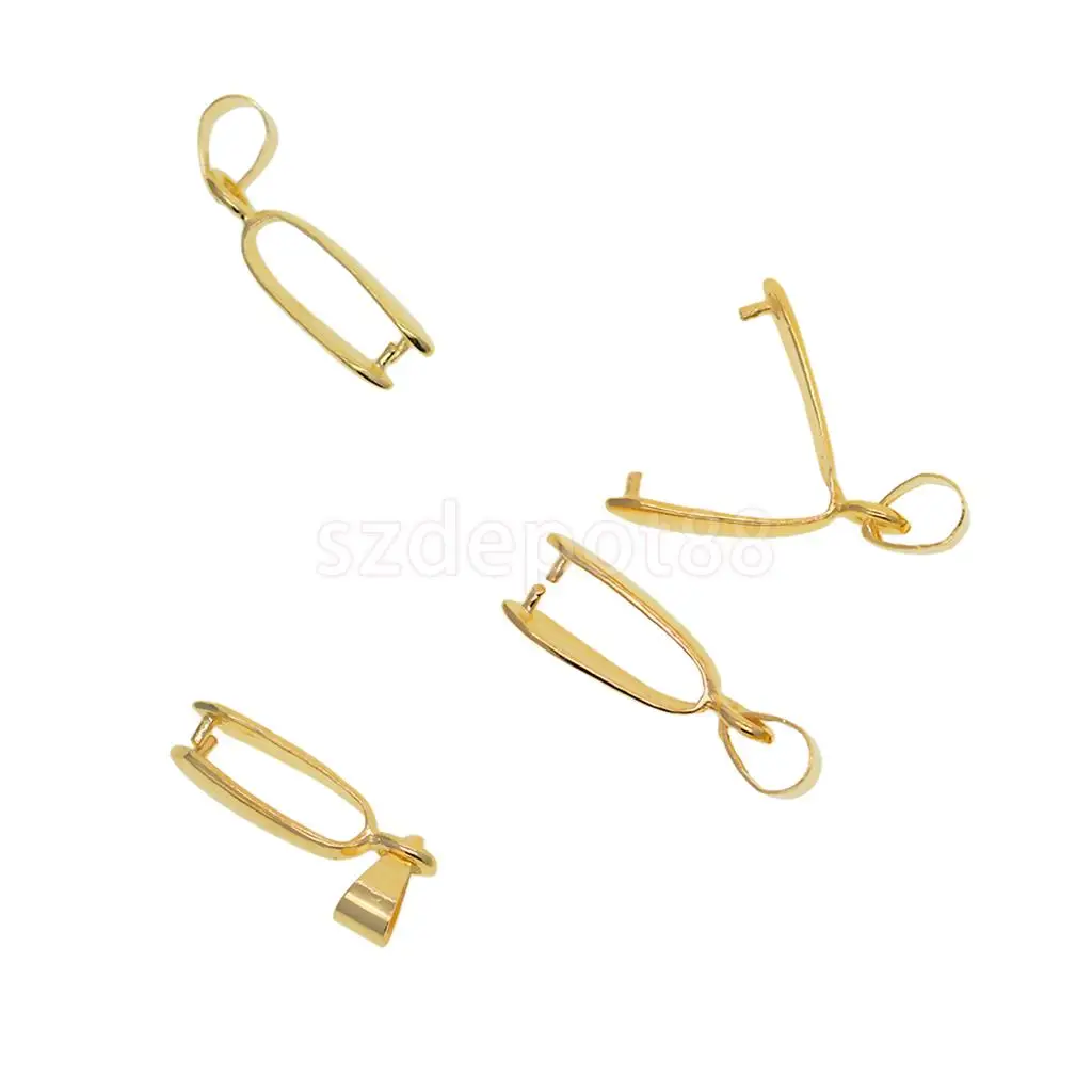 20pcs Gold / Rosegold Plated Pendants Clasps Clips Bails Connectors Brass Charm Pinch Bail Beads Jewelry Findings DIY