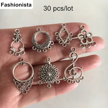 

Fashionista -30pcs DIY Earrings Connectors Multiple Connectors Antique Silver Tone,Chandelier earring forms,Multiloop Findings