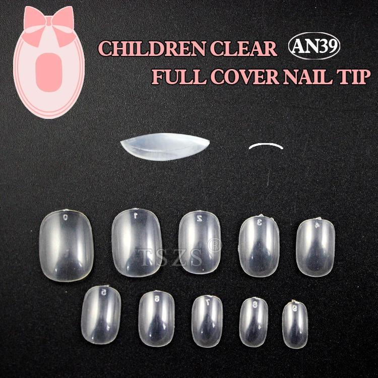 

1bag/lot * 600pcs clear natural color children false nail full cover fake nail tips for girl