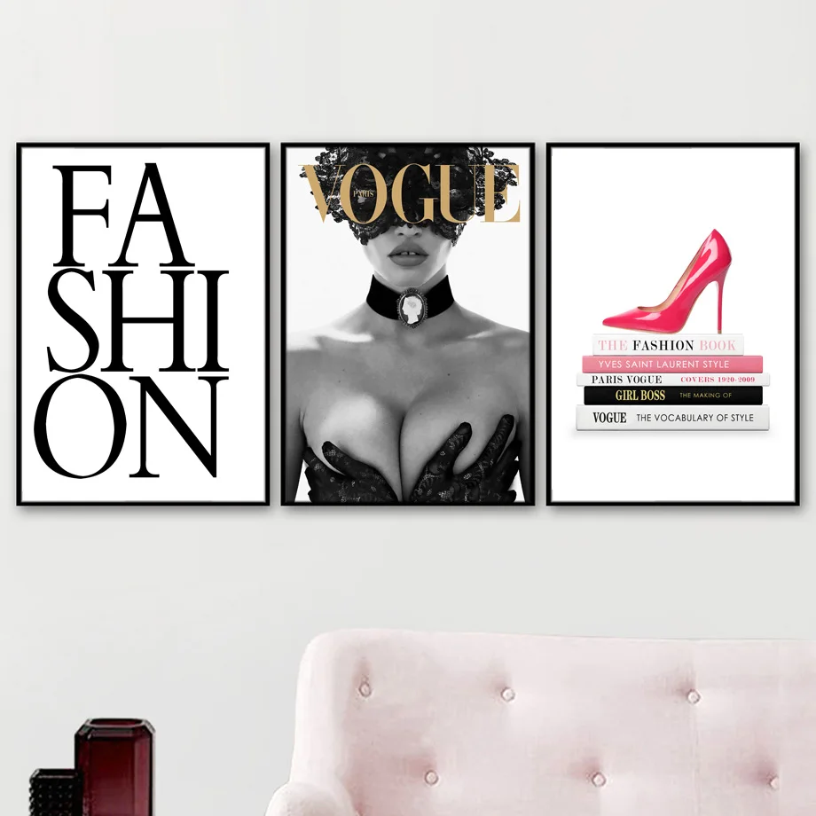 Vogue Сексуальная девушка на высоком каблуке книга настенная Картина холсте модные