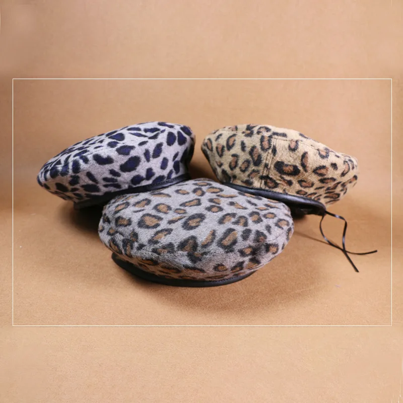 

2018 Beret Female Winter Hats Women Leopard Print Flat Cap British Outdoor Leisure Octagonal Painter Retro Hat Lady Girl