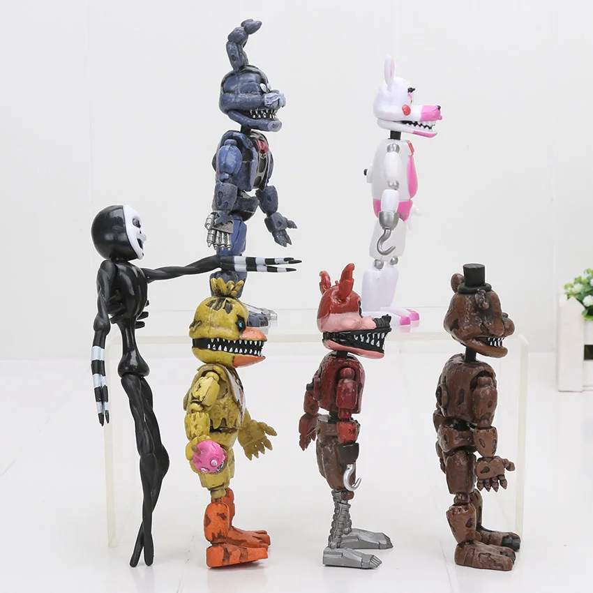 6Pcs//set Five Nights At Freddy/'s Action Figure LED Lightening Movable joints Toy