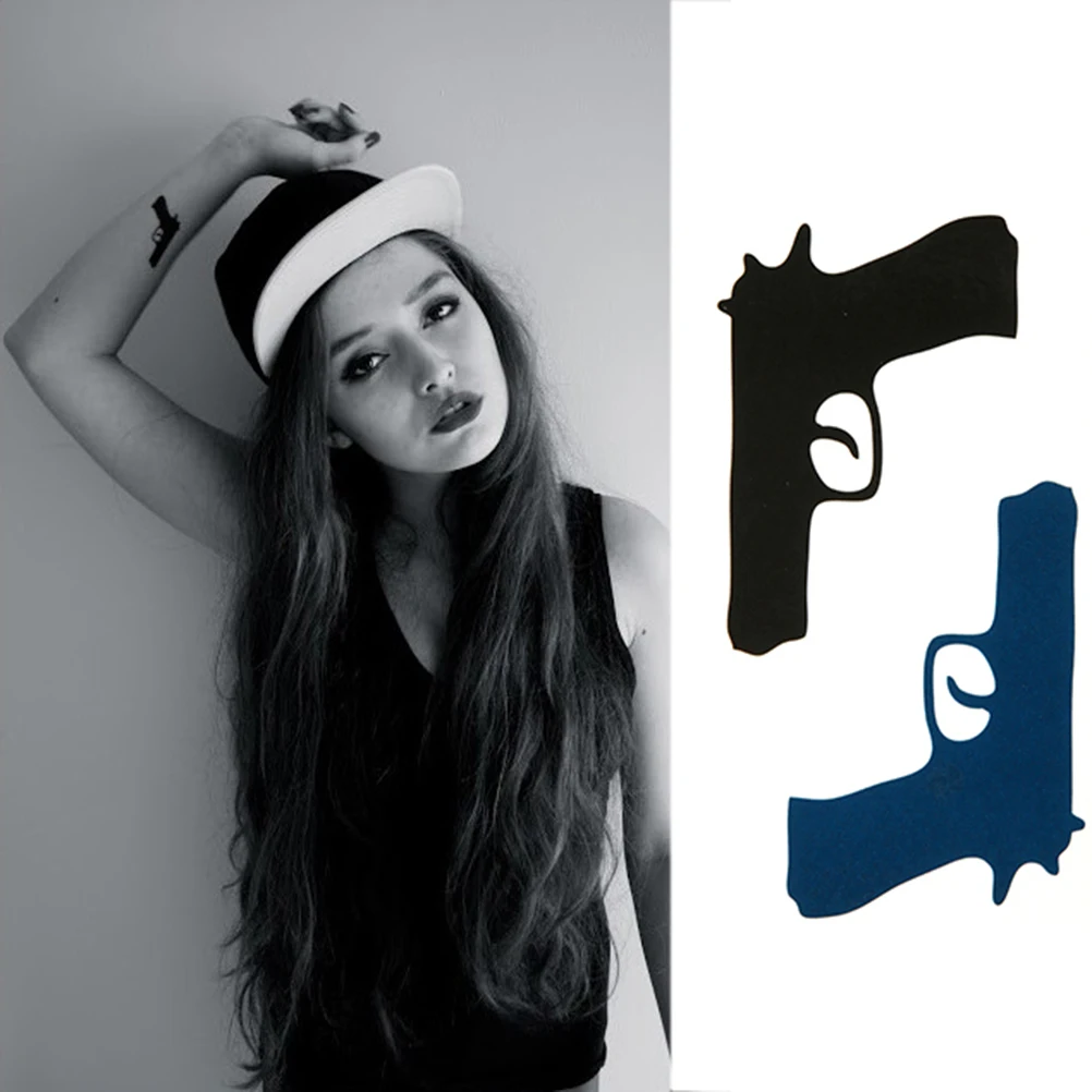 Temporary Tattoo Stickers Personalized Design Pistol Pattern Fake Tattoo Hip Hop Body Art Flash Tattoo Waterproof