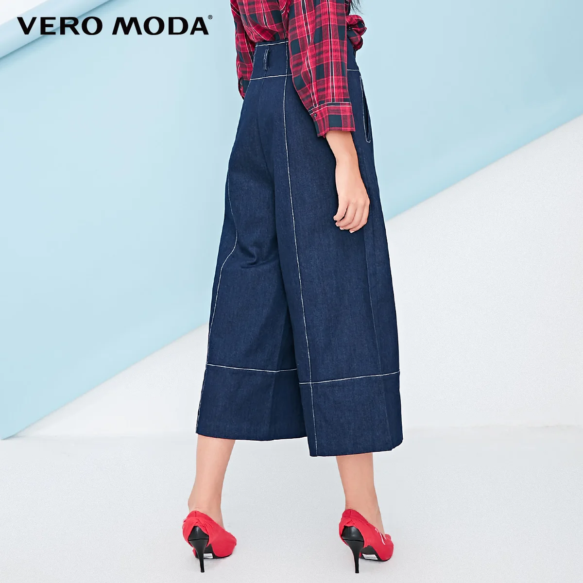 Vero Moda New Women's Visible Stitches Loose Fit Wide-leg Jeans | 31836I512