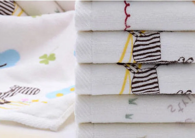 Cotton Baby Towel Washcloth Baby Feeding Baby Face Towels Washers Hand Cute Cartoon Wipe Wash Cloth Super Soft  Water Absorption (222)