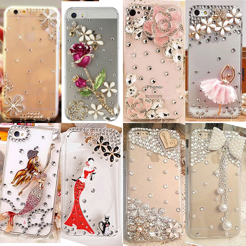 

Cute Diamonds Shell For Samsung Galaxy S7edge Phone case Rhinestone Transparent TPU +PC Protect Phone Cover Acrylic Flip Case