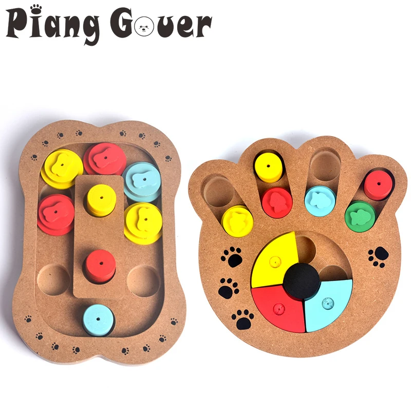 

Interactive Toys For Dogs Foraging Food Treated Wooden Dog Toy Eco-friendly Pet Toy Educational Pet Bone Paw Puzzle Toy