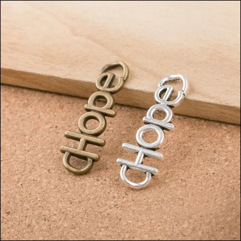 RAINXTAR 10pcs Vintage Alloy Letter Connector Charms HOPE Jewelry