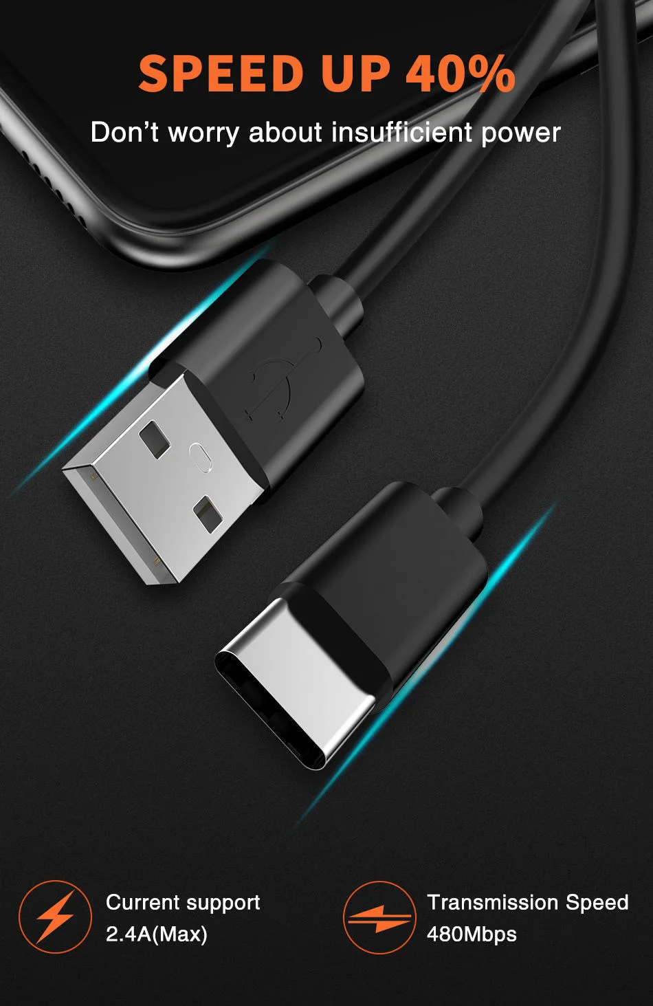 3 шт ROCK USB C кабель Usb type C провод для быстрой зарядки телефона зарядное устройство для samsung S9 Note 8 Xiaomi 6 huawei P10 адаптер USB-C