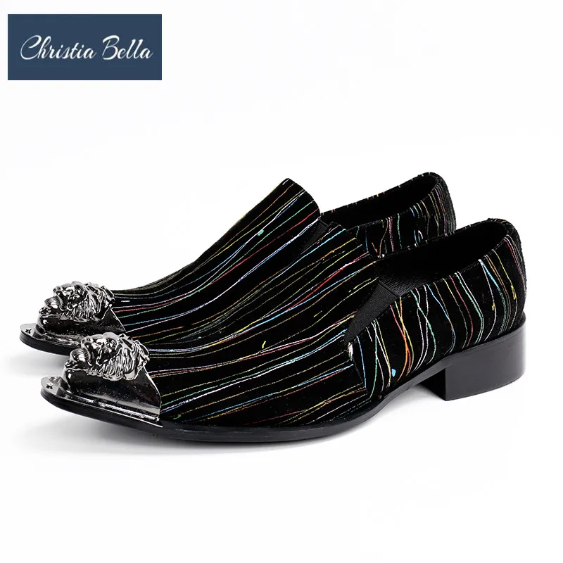 

Christia Bella Fashion Striped Genuine Leather Men Shoes British Pointed Toe Formal Men Dress Shoes Plus Size Business Shoes