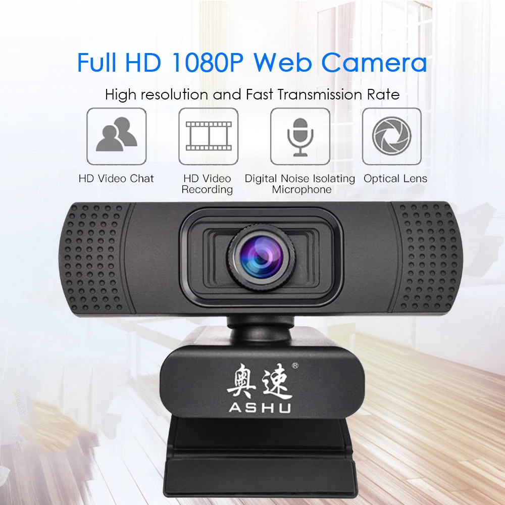 

2.0 Megapixel Full HD 1080P Webcams USB 2.0 Web Digital Camera with Microphone Clip-on CMOS Camera Web Cam for PC Laptop Desktop
