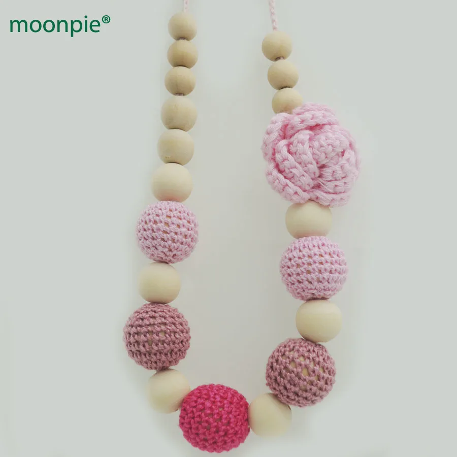 Розовый крючком цветок кормящих ожерелье малиновый gradiat бусинами кормление грудью украшения для мамы маленьких NW1981