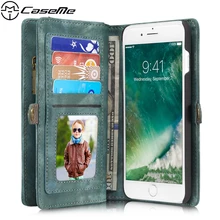 For iPhone 7 Plus Case 7Plus Retro Leather Cover Zipper Wallet Multifunction Magnetic Phone Back Cover for Apple iPhone7 Plus