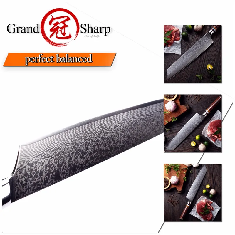 Grandsharp дамасский нож шеф повара 9 5 дюймов японский кухонный 67 слоев vg10 с