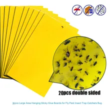 20 pçs moscas fortes armadilhas bugs placa pegajosa captura de insetos aphid assassino controle de pragas branco thrip leafminer cola adesivo 2019