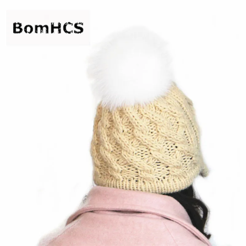 BomHCS женские зимние толстые теплые шапки ручной работы - Цвет: Красный