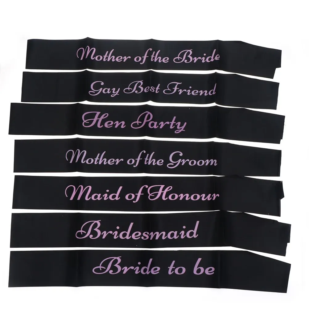 Party Supplies Black Hen Party Sashes Bride to Be Sash Bridesmaid Sashes Girls Night Stuff Party Wedding Decoration