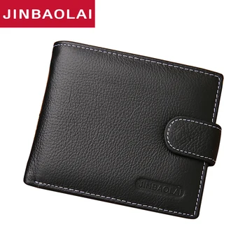 

JINBAOLAI Leather Men Wallets Solid Sample Style Zipper Purse Man Card Horder Leather Famous Brand High Quality Male Wallets