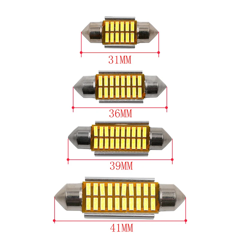 500 шт. гирлянда 28 мм/31 мм/36 мм/39 мм/41 мм 12SMD 4014 клиновидсветодиодный лампы C10W C5W
