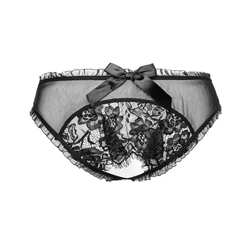 Sexy panties free shiping Crotchless See-through Sexy lace transparent hollowed underwear women briefs Erotic lingerie String