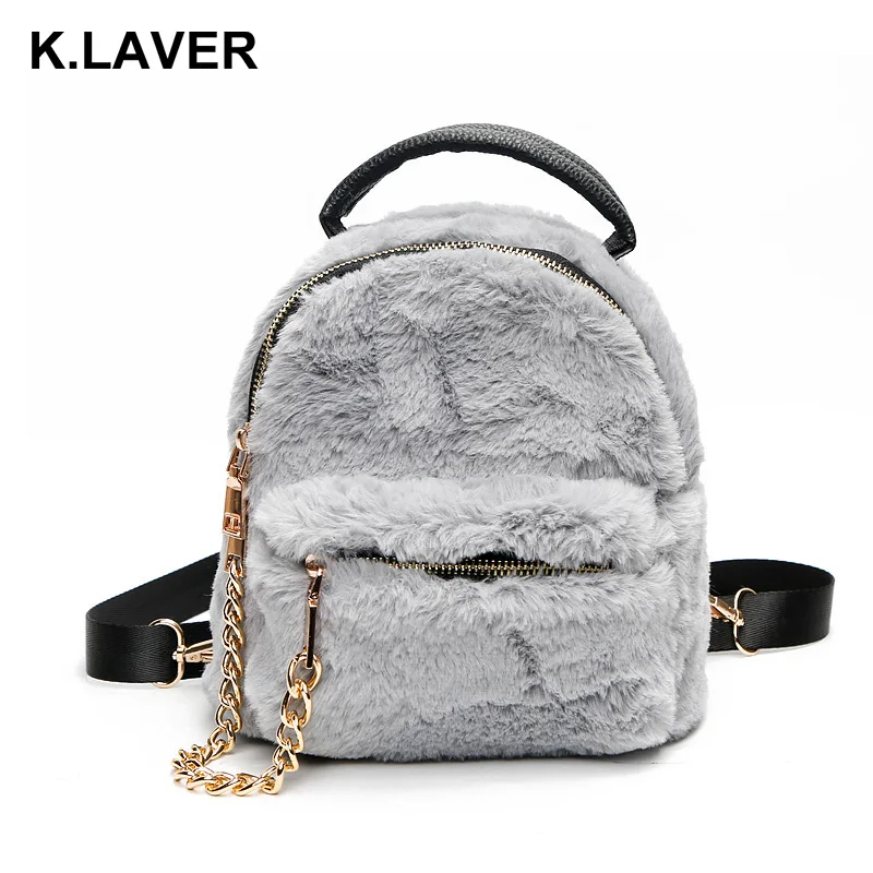 Fashion New Rabbit Fur Soft Plush Backpack 2018 Cute Small Daypack