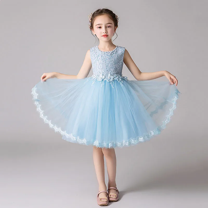 

White Girls Tutu Dress Tulle O-Neck Train Girls Evening Birthday Party Dresses Kids Girl Ball Gown Dress Halloween Costume 12T