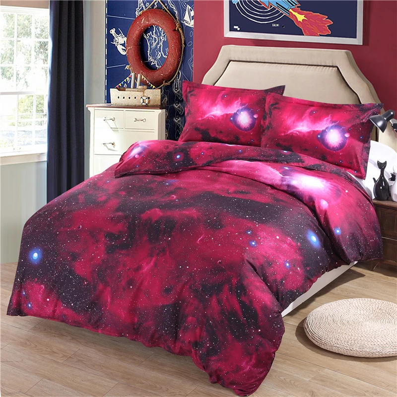 4pcs Galaxy 3d Bedding Sets Universe Outer Space Duvet Cover Bed Fitted