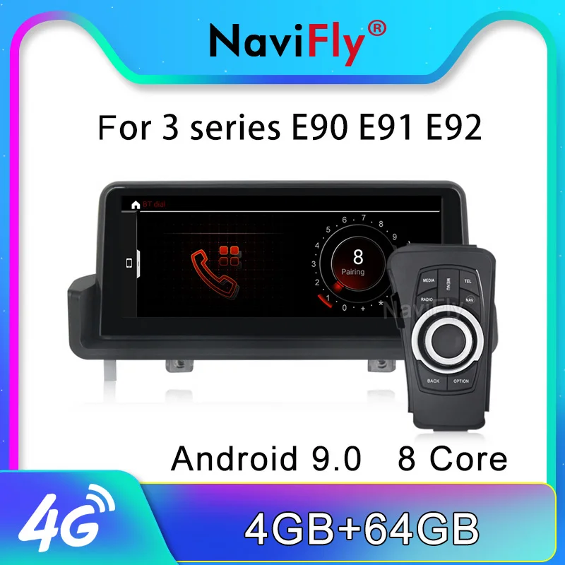 Perfect NaviFly 4GB Android 9.0 Car gps stereo head unit for BMW 3 serise E90 E91 E92 E93 10.25 inch IPS screen car multimedia video gps 0