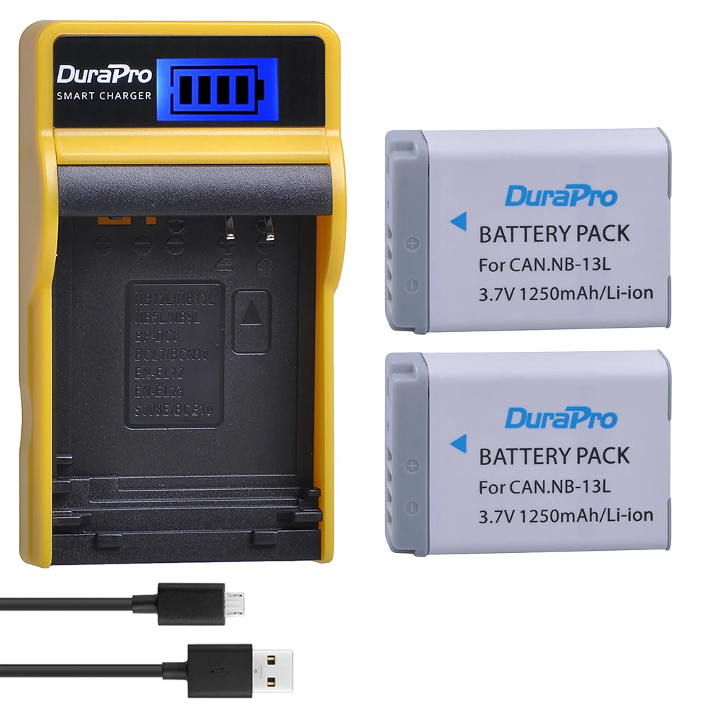 2pc NB13L NB 13L 1250mAh Rechargeable Battery Pack+ USB Charger for