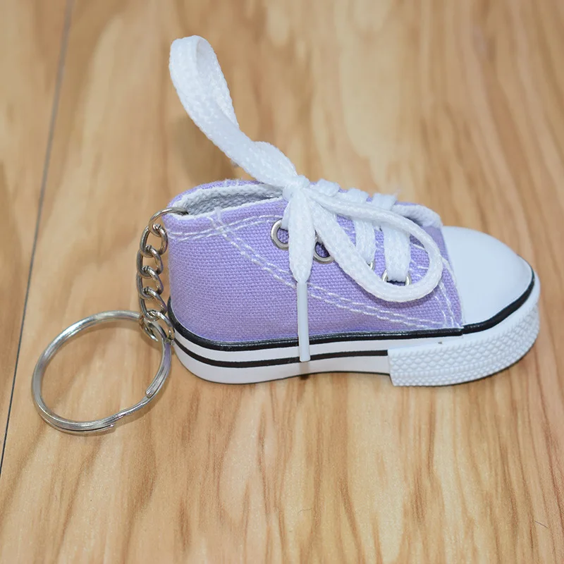 1 шт. мини парусиновая обувь тапки брелок для ключей «теннис» креативный брелок цепь моделирование спортивная обувь Забавный брелок кулон подарок - Цвет: Light Purple