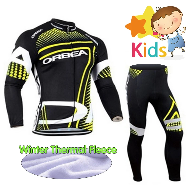 

5 Colors Winter Children's Cycling Jersey Set with Thermal Fleece Bicycle Clothing Long Sleeve Ropa Ciclismo Cycling Kits