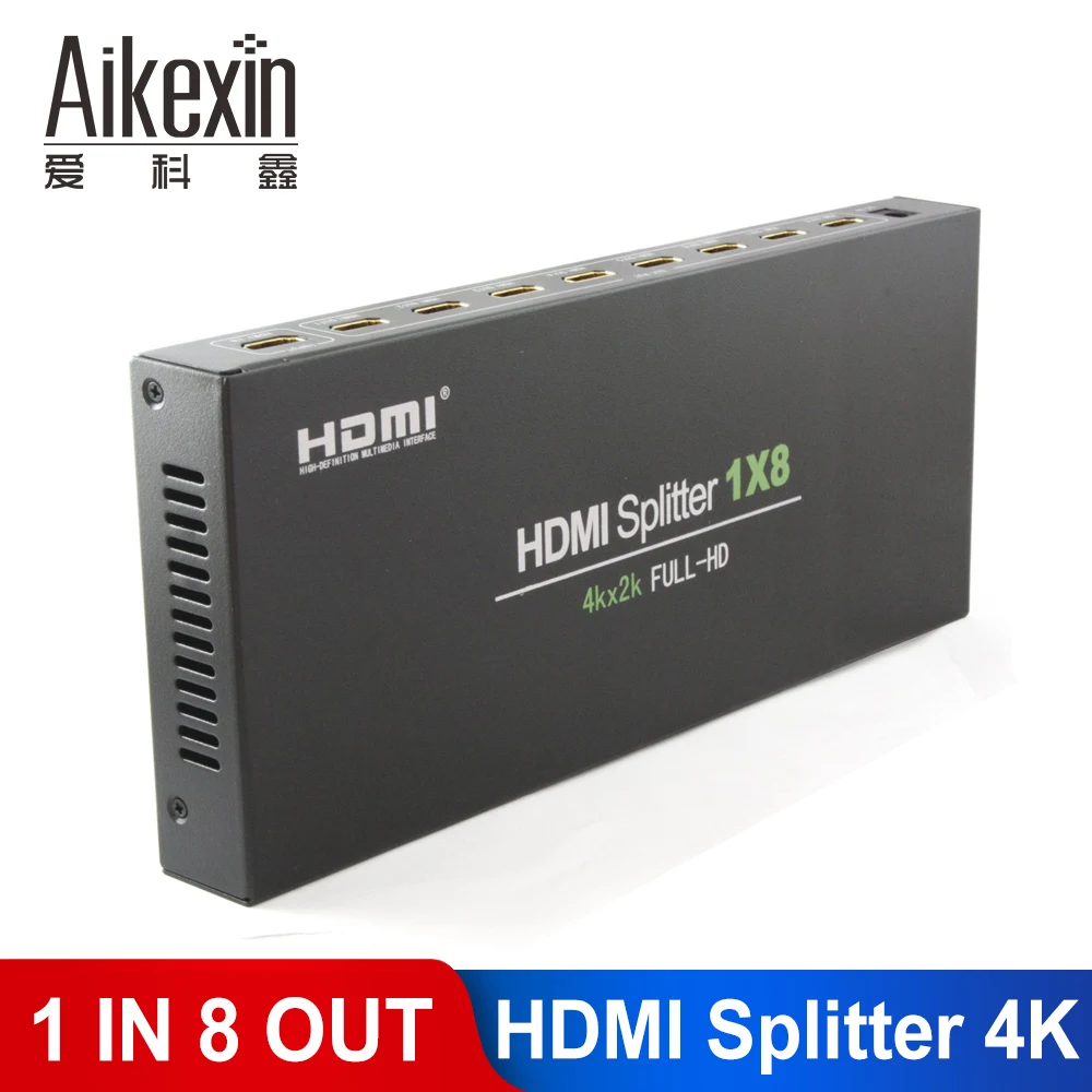 8 портов 1x8 HDMI Splitter 8 Way HDMI сплиттер с питанием Ultra HD 4 к, Full HD 1080 P 3D Поддержка один вход до восьми выходов