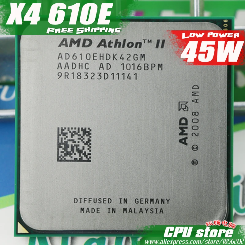 

AMD Athlon II X4 610E CPU Processor Quad-CORE (2.4Ghz/ L2 2M /45W / 2000GHz) Socket am3 am2+ free shipping 938 pin sell X4 605e