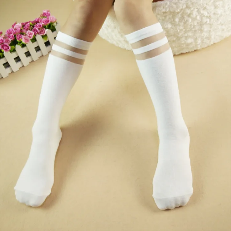 Черно-белые кружевные гольфы для девочек детские носки хлопковые носки для маленьких девочек новое поступление, милые носки для девочек - Цвет: White Lines Strip