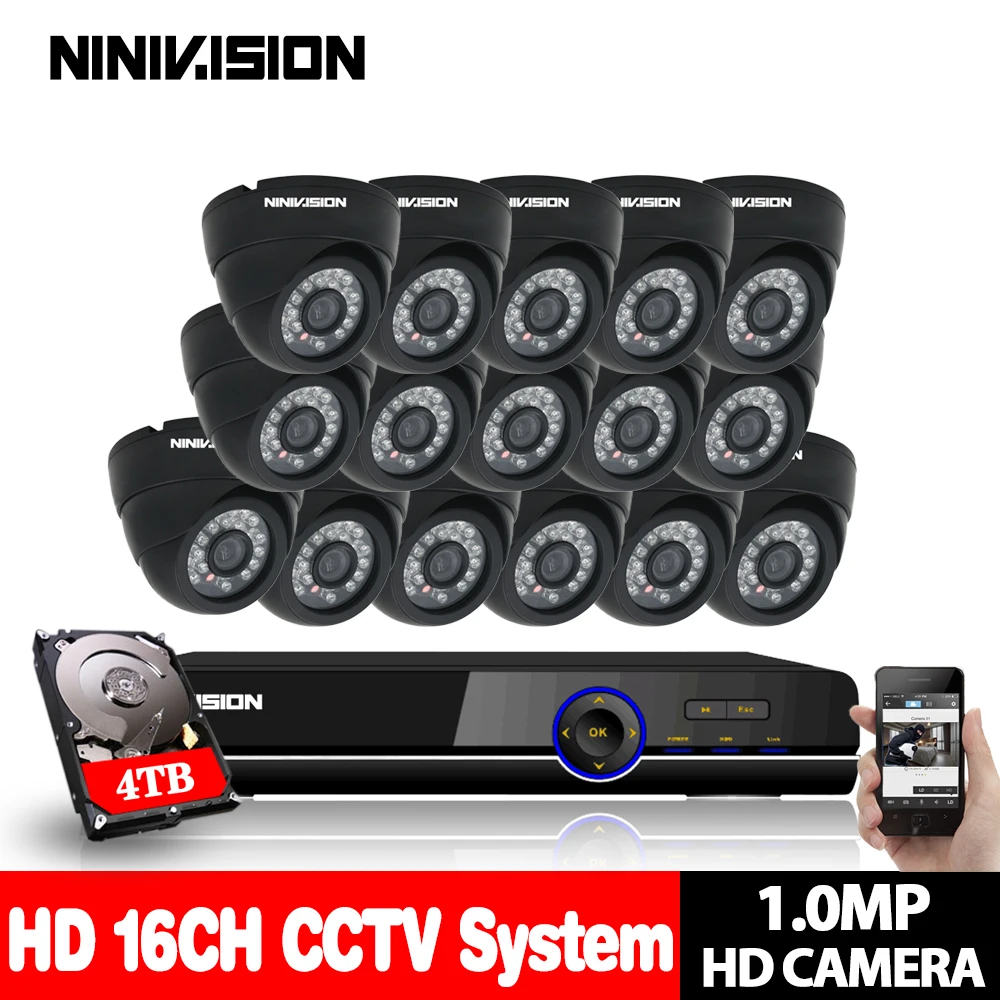 TOP 16CH 1080P DVR NVR System 16PCS indoor Dome 720p 1.0mp IP Camera IR