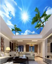 Современные 3D фото обои домашний интерьер голубое небо и белый Настенные обои с видом облаков гостиная потолок Зал Настенные