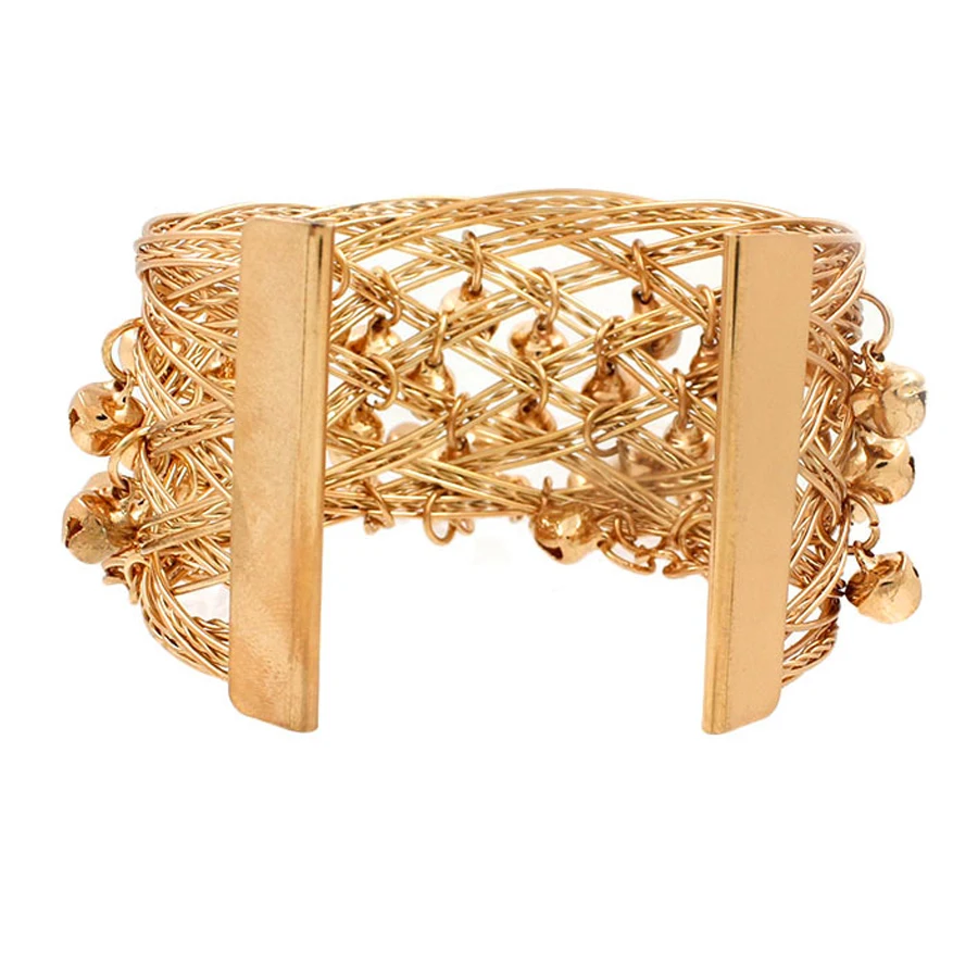 SHEEGIOR Gold Small Bells Open Bracelets Bangles for Women Indian Jewelry Ethnic Hollow Big Cuff Arm Bracelet Bangle Accessories - Image 5