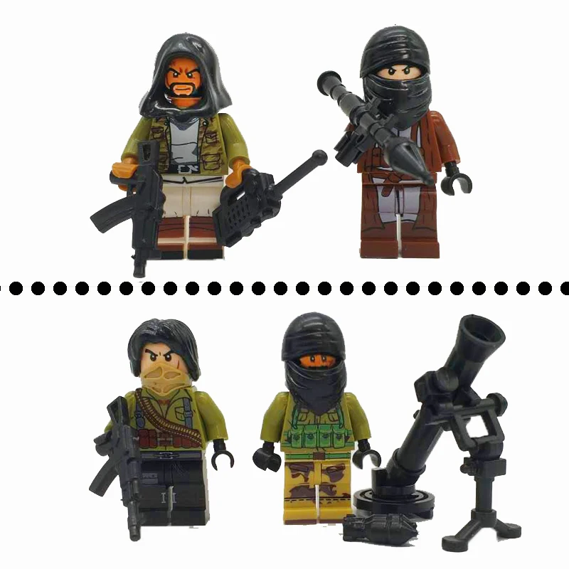 

Military Soldier with Weapons AK Gun Brick Terrorist with RPG Model Army SWAT Police Figures Building Blocks Toys for Children
